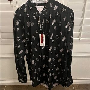 International Report Shirt with White Tropical Design